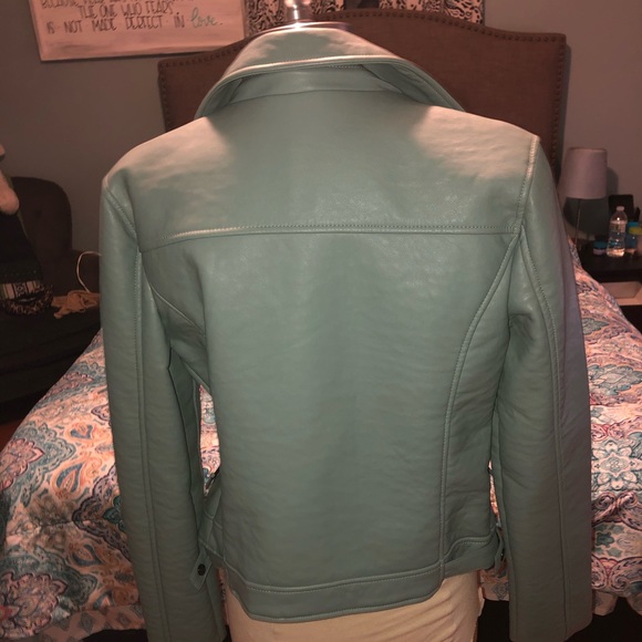 Aqua blue faux leather jacket - Picture 3 of 3